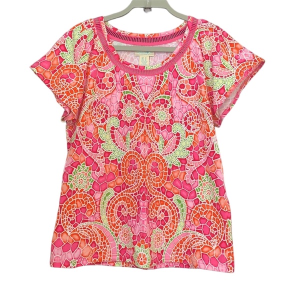 Caribbean Joe Women’s Multi-Color Short Sleeve Top - Picture 1 of 6